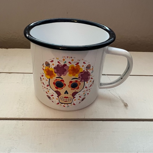 Enamel Mug Floral Skull “Dia de Los Muertos” 17oz - Picture 3 of 8